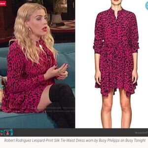 Robert Rodriguez XO Barney’s Hot Pink Leopard Silk Shirt Dress 4